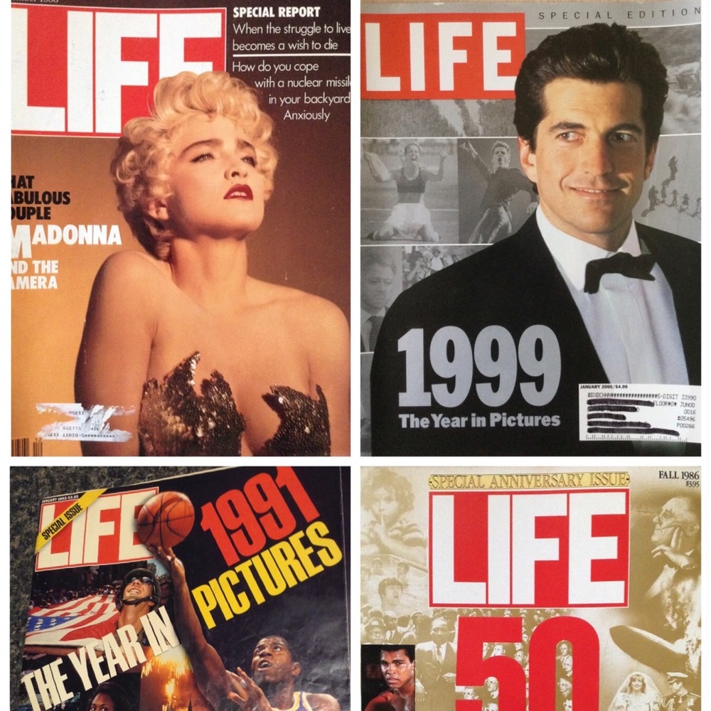 Vtg LIFE Magazines ‘86 ‘91 ‘99 ($14- $23) Madonna, JFK jr, 50yr Anniv